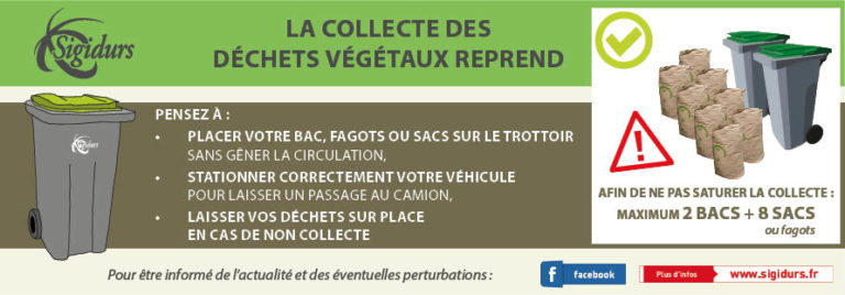 Reprise partielle des collectes déchets verts: 4 et 18 mai