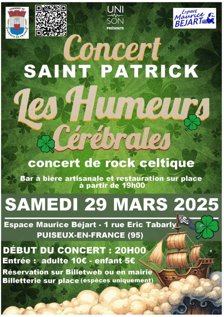 Vous n’avez toujours pas pris vos places pour le Concert de la Saint Patrick par « Les Humeurs Cérébrales »