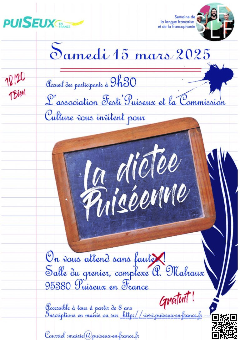 La dictée puiséenne: Inscrivez vous à la 4ème édition de la dictée puiséenne du 15 mars 2025