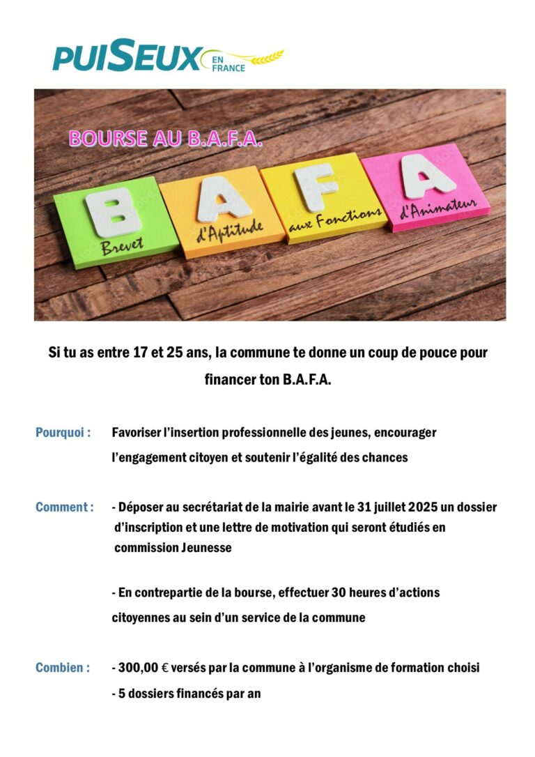 Mise en place d’une bourse au BAFA