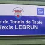 Dénomination de la salle de tennis de table de Puiseux en France: « Salle de tennis de table Alexis Lebrun » en présence du champion