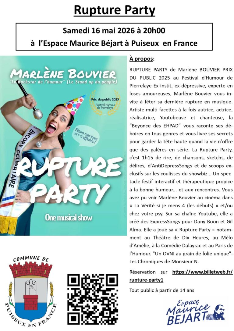 Prenez vos places pour « Rupture Party » de Marlène Bouvier le samedi 16 mai 2026 à 20h00
